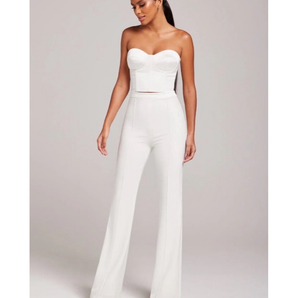 Nadine Merabi NWElla White Corset Top Strapless Sweetheart Size M/US 8